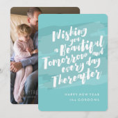 Happy New Year Fotokaart, penseelstreken Feestdagenkaart (Voorkant / Achterkant)