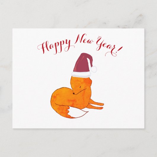 Happy New Year Fox Briefkaart (Voorkant)