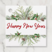 Happy New Year Framed Winter Wheath Greeting Bedankjes Labels (Voorkant)