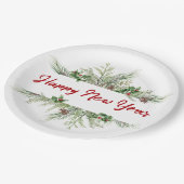 Happy New Year Framed Winter Wheath Greeting Papieren Bordje (Gekanteld)