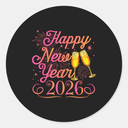 Happy New Year Funny Matching Family New Years Eve Ronde Sticker (Voorkant)