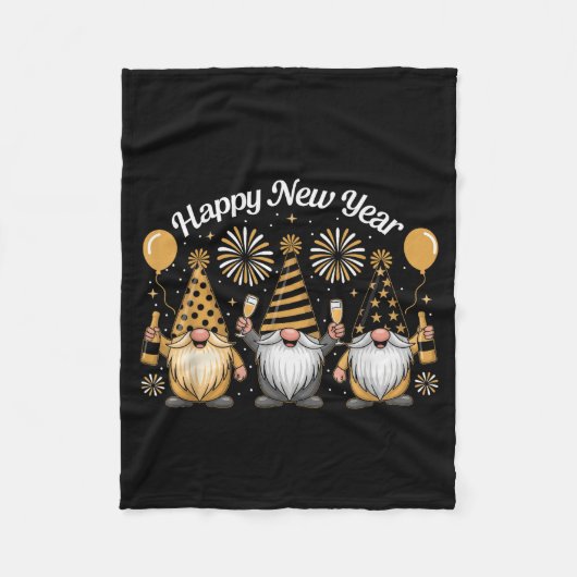 Happy New Year Gnome Confetti Fireworks New Year's Fleece Deken (Voorkant)