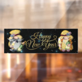 Happy New Year Gnomen Window Cling Raamsticker (Vel 2)