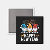 Happy New Year Gnomes For Party Lovers And Festive Magneet (Voorkant / Achterkant)