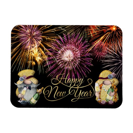 Happy New Year Gnomes Magnet Magneet (Horizontaal)