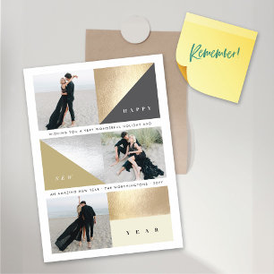 Happy New Year Gold Blocks 3 Fotomagnetische Kaart
