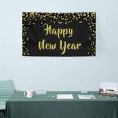 HAPPY NEW YEAR Gold Confetti Brush Script Spandoek (Beurs)