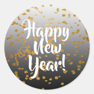 Happy New Year Gold Confetti Stickers