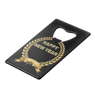 Happy New Year Gold en Black Kredietkaart Flessenopener