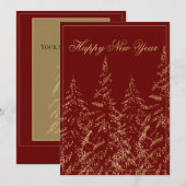 Happy New Year Gold Glitter Elegant Holiday Card Feestdagenkaart (Voorkant / Achterkant)