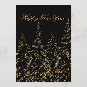 Happy New Year Gold Glitter Elegant Holiday Card Feestdagenkaart