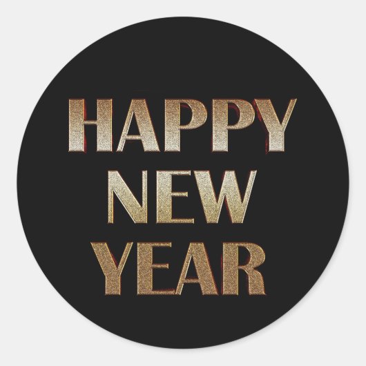 Happy New Year Gold Metallic Text Afbeelding Ronde Sticker (Voorkant)