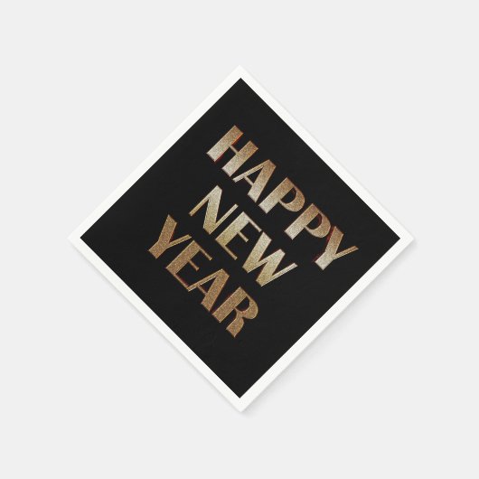 Happy New Year Gold Metallic Text Afbeelding Servet (Hoek)