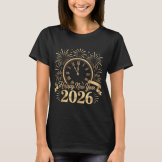 Happy New Year Gold Ribbon Stars Festive New Years T-shirt