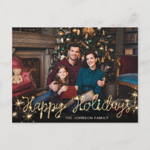 Happy New Year Gold Sparkle Script Script PHOTO Gr Briefkaart