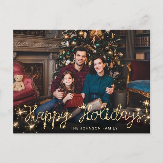 Happy New Year Gold Sparkle Script Script PHOTO Gr Briefkaart (Voorkant)