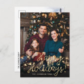 Happy New Year Gold Sparkle Script Script PHOTO Gr Briefkaart (Voorkant / Achterkant)