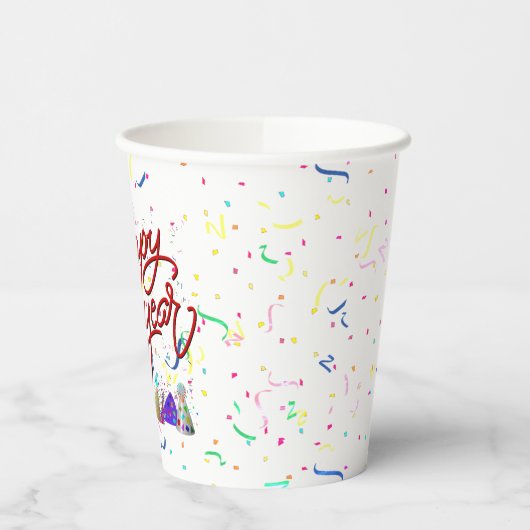 Happy New Year - Gold Text Papieren Bekers (Links)