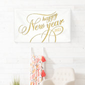 Happy New Year Gold & White Typography Banner (Insitu)