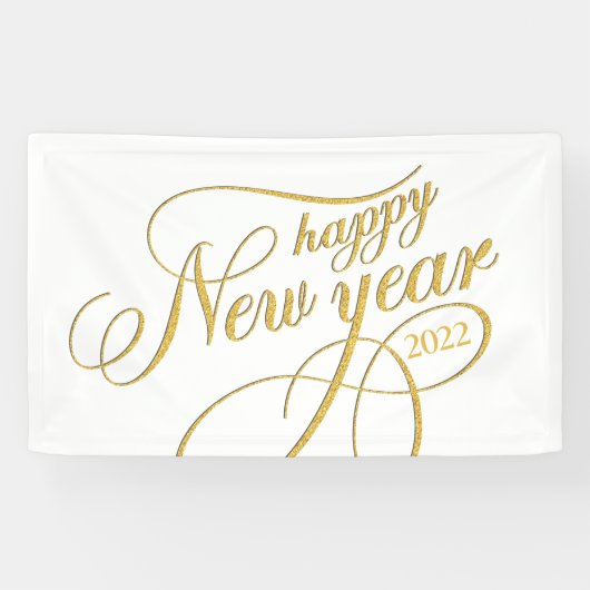 Happy New Year Gold & White Typography Banner (Horizontaal)