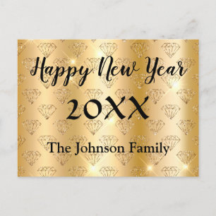 Happy New Year Golden en Black Elegant Briefkaart