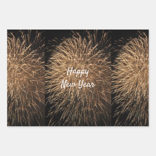 Happy New Year Golden Fireworks Pattern 2023 Inpakpapier Vel (Voorkant)
