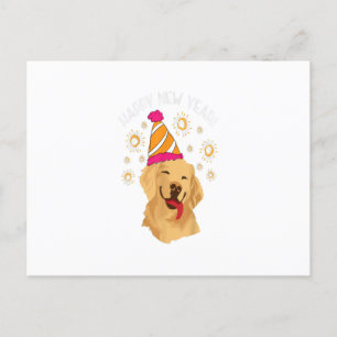 Happy New Year Golden Retriever Fireworks Sparkle Briefkaart