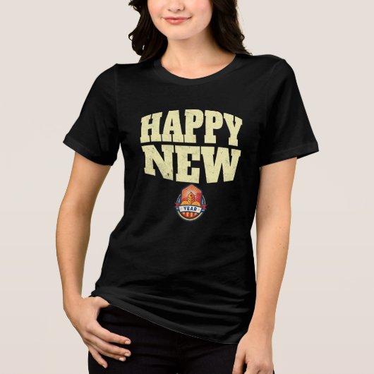 Happy New Year Greeting Design Tri-Blend Shirt (Voorkant)