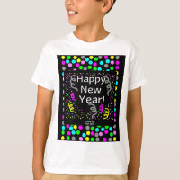 Happy New Year Greetings Boys White Basic T Shirt