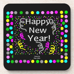 Happy New Year Greetings Hard Plastic Onderzetter