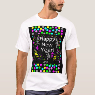 Happy New Year Greetings Mannen White Basic T Shir T-shirt