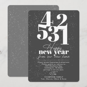 Happy New Year Grey Countdown Bewegende Aankondigi Feestdagenkaart