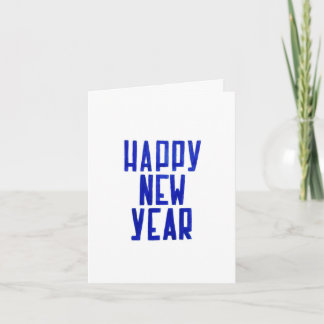 Happy New Year Hand-drawn White Blue Postcard Kaart