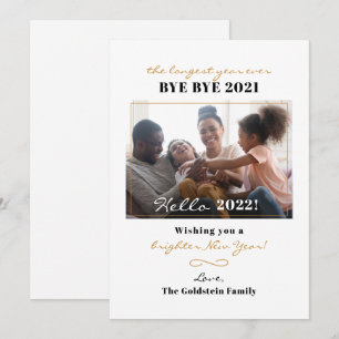 Happy New Year Hand-Lettered Family Foto Feestdagenkaart