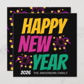 Happy New Year  Kaart (Voorkant / Achterkant)