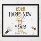 Happy New Year-klok, Pet, Confetti, Custom Champa Likeurfles Etiket (Enkel label)