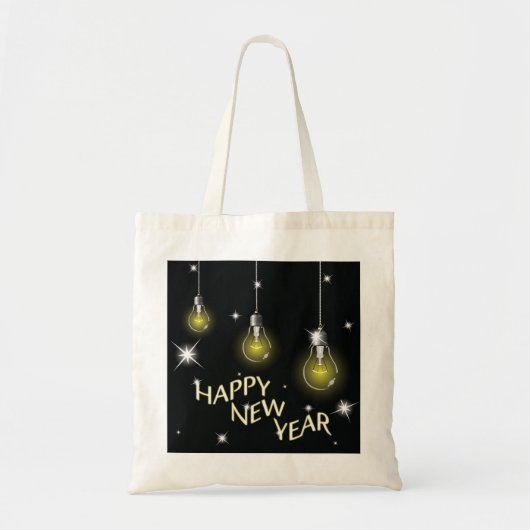 Happy New Year Lightbulbs Canvas tas (Voorkant)