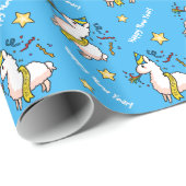 Happy New Year Llama Cadeaupapier (Rol Hoek)