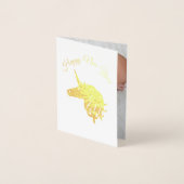 Happy New Year Magical Unicorn Photo Gold Folie Kaarten (Voorkant)