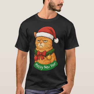 HAPPY NEW YEAR, MEOWY CHRISTMAS, MERRY XMAS T-SHIRT