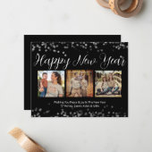 Happy New Year Modern Script-fotokaart Notitiekaartje (Voorkant / Achterkant in situ)