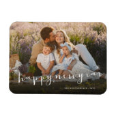 Happy New Year Modern Script Gold Starburst Foto Magneet (Horizontaal)