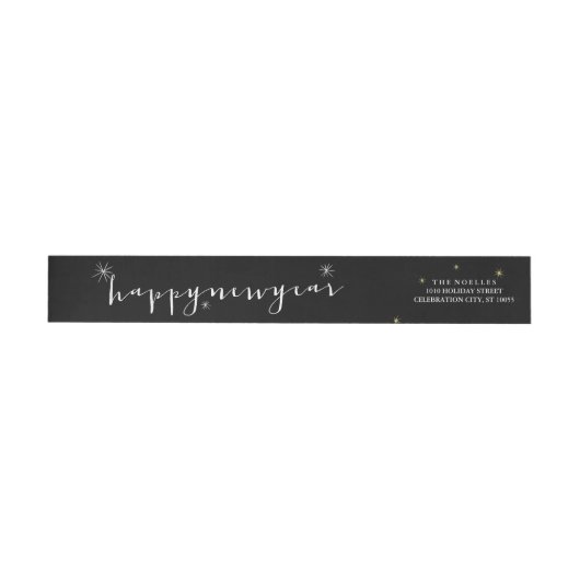 Happy New Year Modern Script Starburst Address (Individueel)