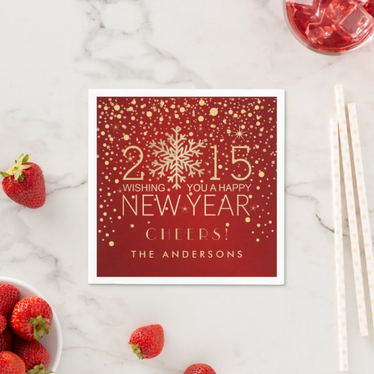 Happy New Year Modern Snowflake Confetti Holiday Servetten (Insitu)