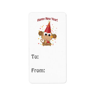 Happy New Year Monkey Etiket