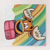 Happy New Year Moose - Feestelijke feestviering On Legpuzzel (Horizontaal)