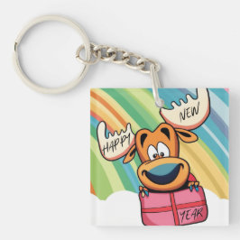 Happy New Year Moose - Feestelijke feestviering On Sleutelhanger