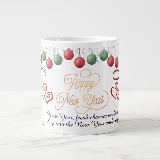 Happy New Year Mug – Premium Celebration design Extra Grote Beker (Voorkant)