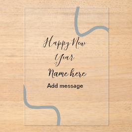 Happy new year name message gray simple holiday  acryl uitnodigingen