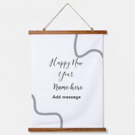 Happy new year name message gray simple holiday  hangend wandkleed